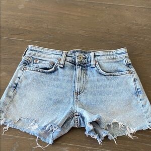 rag & bone Distressed Light Blue Denim Shorts